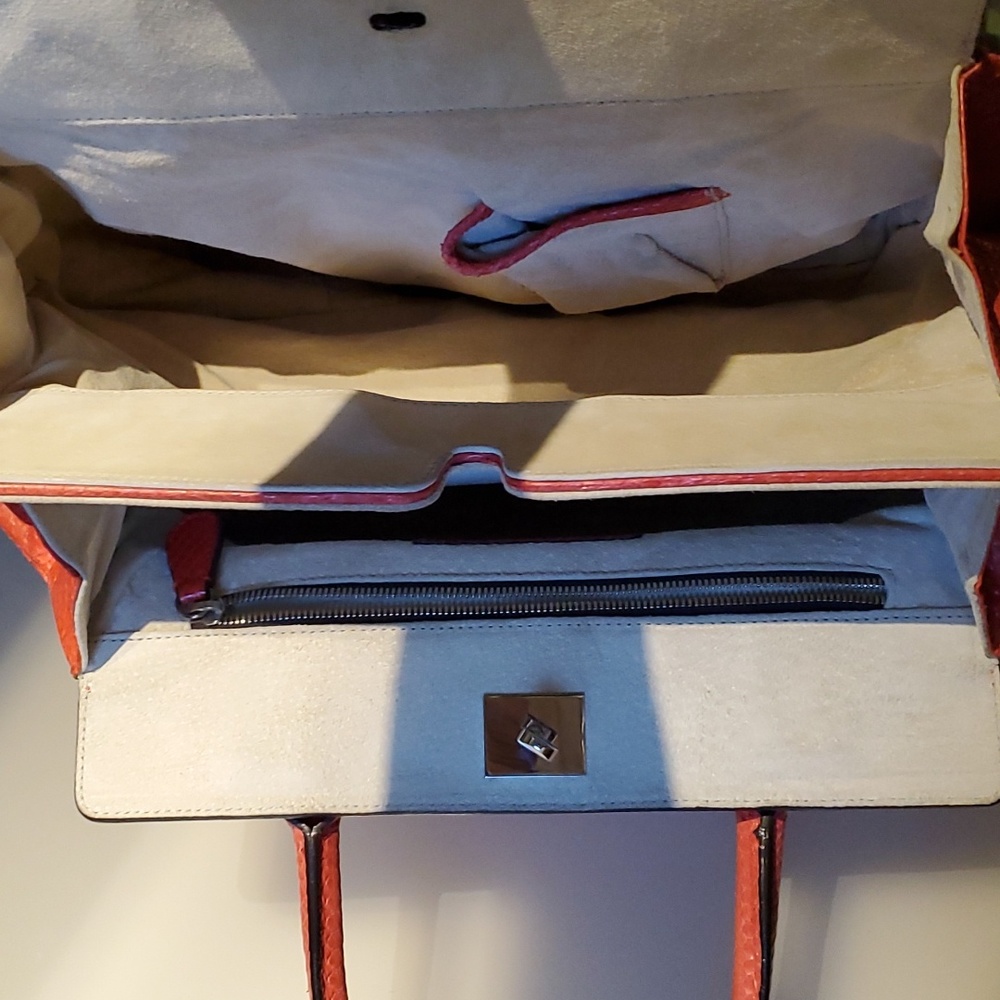 Large Zagliani Genuine Exotic Skin Leather Bag - image 4